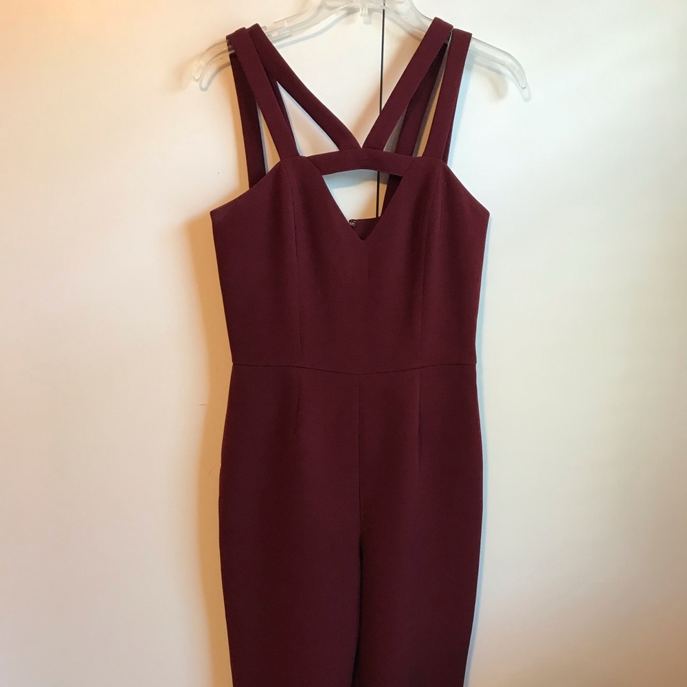 Express Maroon Dressy Cut Out Sleeveless StrappyJumpsuit Size 6  8